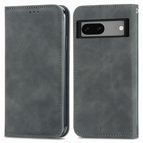 Coque Portefeuille Livre Cuir Etui Clapet S04D pour Google Pixel 7 5G Gris