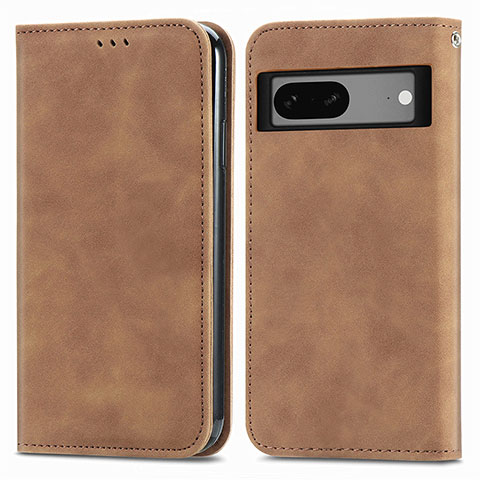 Coque Portefeuille Livre Cuir Etui Clapet S04D pour Google Pixel 7 5G Marron