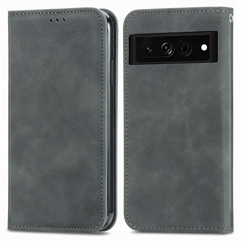 Coque Portefeuille Livre Cuir Etui Clapet S04D pour Google Pixel 7 Pro 5G Gris