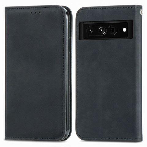 Coque Portefeuille Livre Cuir Etui Clapet S04D pour Google Pixel 7 Pro 5G Noir