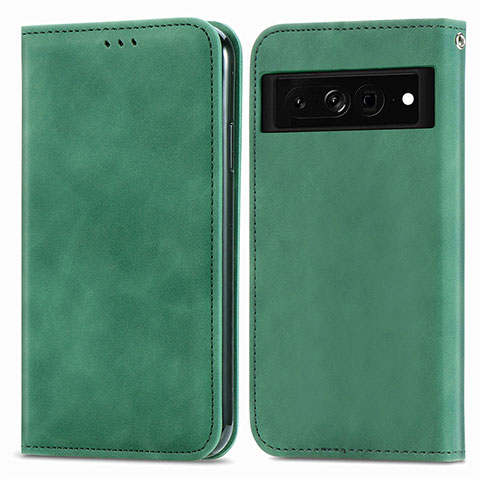 Coque Portefeuille Livre Cuir Etui Clapet S04D pour Google Pixel 7 Pro 5G Vert