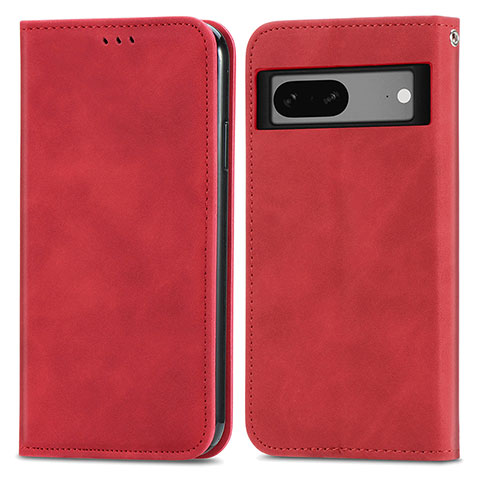 Coque Portefeuille Livre Cuir Etui Clapet S04D pour Google Pixel 7a 5G Rouge