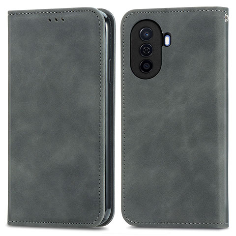 Coque Portefeuille Livre Cuir Etui Clapet S04D pour Huawei Enjoy 50 Gris