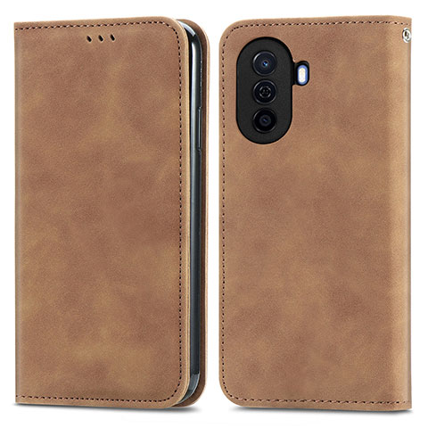 Coque Portefeuille Livre Cuir Etui Clapet S04D pour Huawei Enjoy 50 Marron