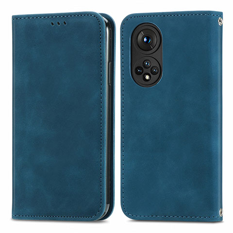 Coque Portefeuille Livre Cuir Etui Clapet S04D pour Huawei Honor 50 5G Bleu