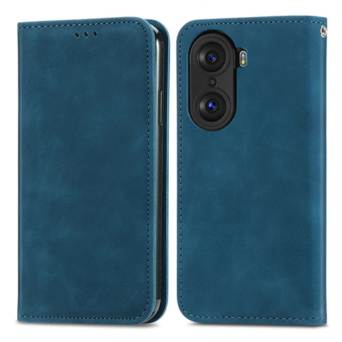 Coque Portefeuille Livre Cuir Etui Clapet S04D pour Huawei Honor 60 5G Bleu