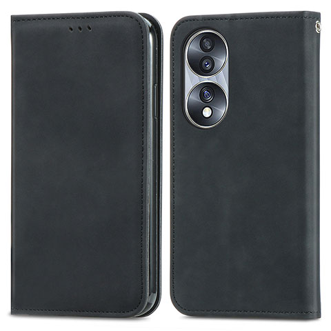 Coque Portefeuille Livre Cuir Etui Clapet S04D pour Huawei Honor 70 5G Noir