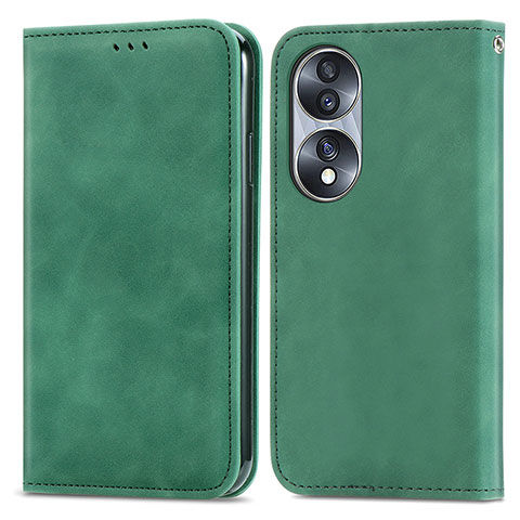 Coque Portefeuille Livre Cuir Etui Clapet S04D pour Huawei Honor 70 5G Vert