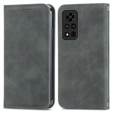 Coque Portefeuille Livre Cuir Etui Clapet S04D pour Huawei Honor V40 5G Gris