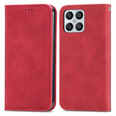 Coque Portefeuille Livre Cuir Etui Clapet S04D pour Huawei Honor X8 4G Rouge