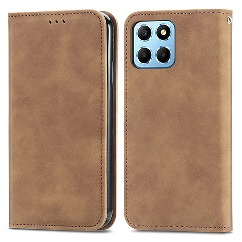 Coque Portefeuille Livre Cuir Etui Clapet S04D pour Huawei Honor X8 5G Marron