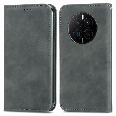 Coque Portefeuille Livre Cuir Etui Clapet S04D pour Huawei Mate 50 Gris