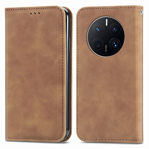 Coque Portefeuille Livre Cuir Etui Clapet S04D pour Huawei Mate 50 Pro Marron