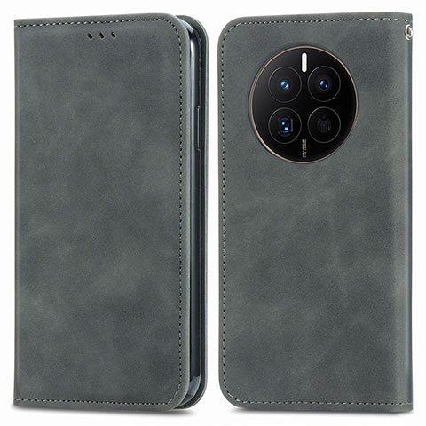 Coque Portefeuille Livre Cuir Etui Clapet S04D pour Huawei Mate 50E Gris