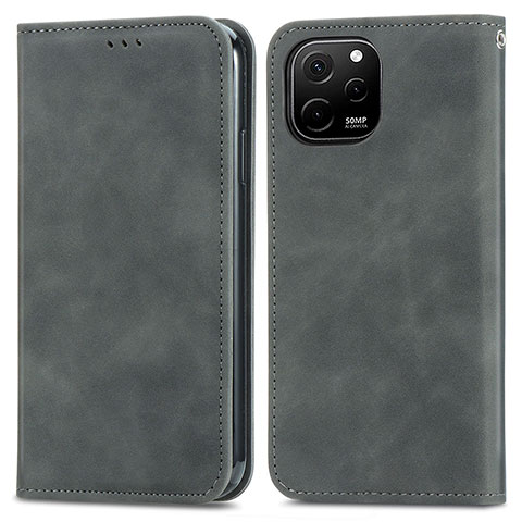 Coque Portefeuille Livre Cuir Etui Clapet S04D pour Huawei Nova Y61 Gris