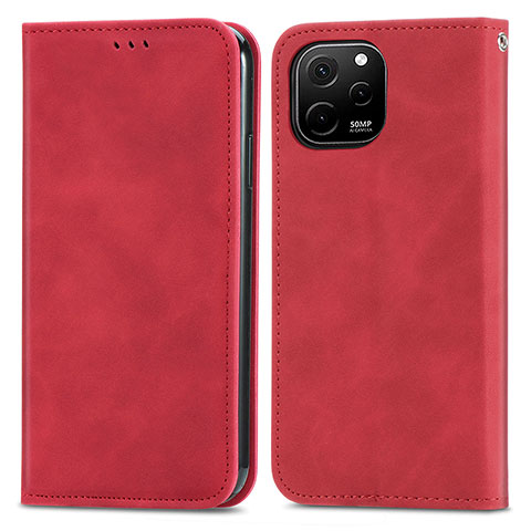 Coque Portefeuille Livre Cuir Etui Clapet S04D pour Huawei Nova Y61 Rouge