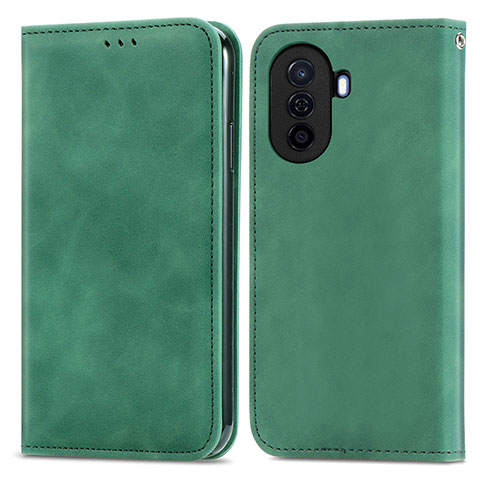 Coque Portefeuille Livre Cuir Etui Clapet S04D pour Huawei Nova Y71 Vert