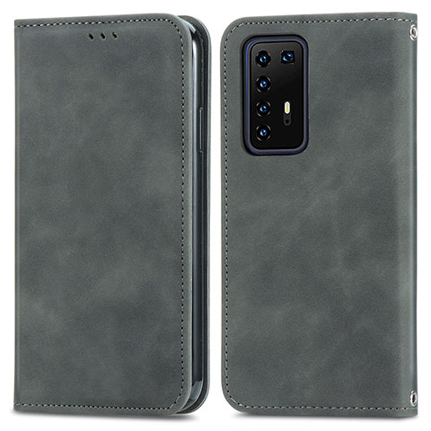 Coque Portefeuille Livre Cuir Etui Clapet S04D pour Huawei P40 Pro Gris