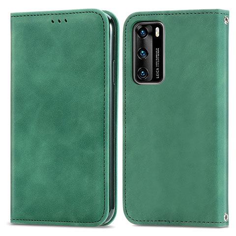 Coque Portefeuille Livre Cuir Etui Clapet S04D pour Huawei P40 Vert