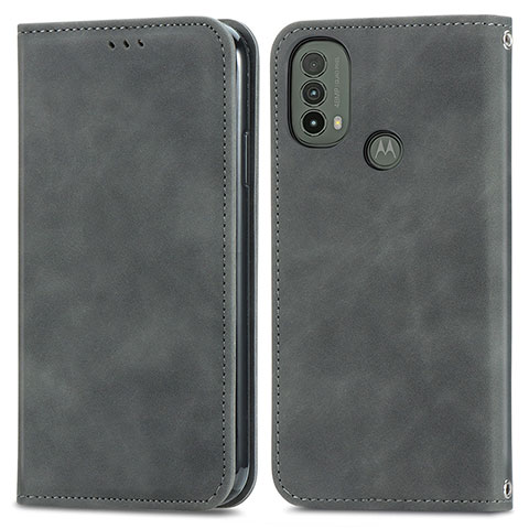 Coque Portefeuille Livre Cuir Etui Clapet S04D pour Motorola Moto E30 Gris