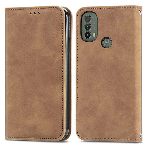 Coque Portefeuille Livre Cuir Etui Clapet S04D pour Motorola Moto E30 Marron