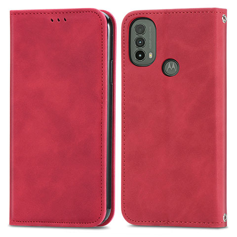 Coque Portefeuille Livre Cuir Etui Clapet S04D pour Motorola Moto E40 Rouge