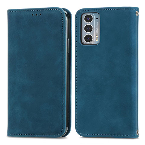 Coque Portefeuille Livre Cuir Etui Clapet S04D pour Motorola Moto Edge 20 5G Bleu