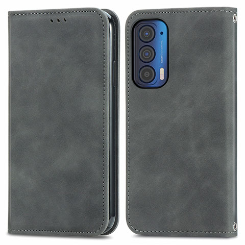 Coque Portefeuille Livre Cuir Etui Clapet S04D pour Motorola Moto Edge (2021) 5G Gris