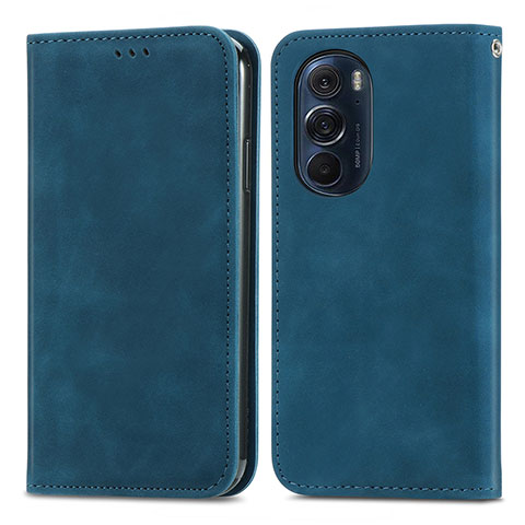 Coque Portefeuille Livre Cuir Etui Clapet S04D pour Motorola Moto Edge 30 Pro 5G Bleu