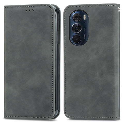 Coque Portefeuille Livre Cuir Etui Clapet S04D pour Motorola Moto Edge X30 5G Gris