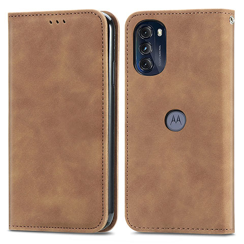 Coque Portefeuille Livre Cuir Etui Clapet S04D pour Motorola Moto G 5G (2022) Marron