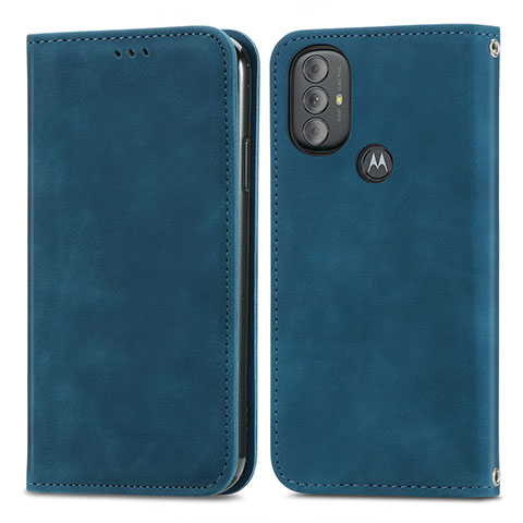 Coque Portefeuille Livre Cuir Etui Clapet S04D pour Motorola Moto G Play Gen 2 Bleu