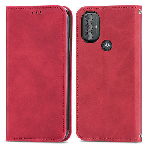 Coque Portefeuille Livre Cuir Etui Clapet S04D pour Motorola Moto G Play Gen 2 Rouge