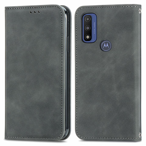 Coque Portefeuille Livre Cuir Etui Clapet S04D pour Motorola Moto G Pure Gris