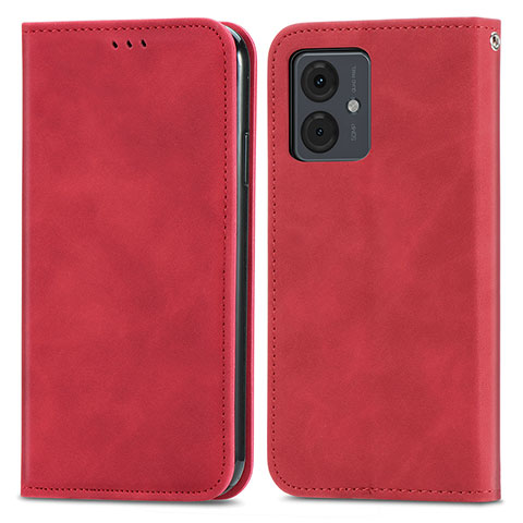 Coque Portefeuille Livre Cuir Etui Clapet S04D pour Motorola Moto G14 Rouge