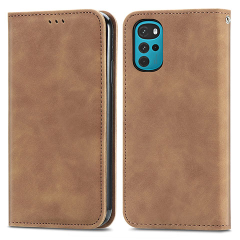 Coque Portefeuille Livre Cuir Etui Clapet S04D pour Motorola Moto G22 Marron