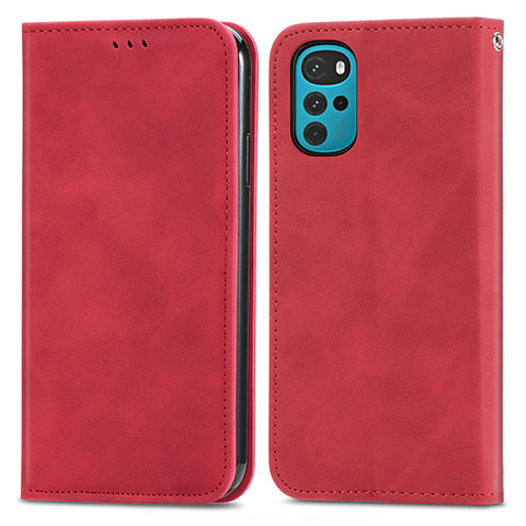 Coque Portefeuille Livre Cuir Etui Clapet S04D pour Motorola Moto G22 Rouge