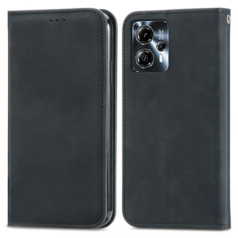 Coque Portefeuille Livre Cuir Etui Clapet S04D pour Motorola Moto G23 Noir