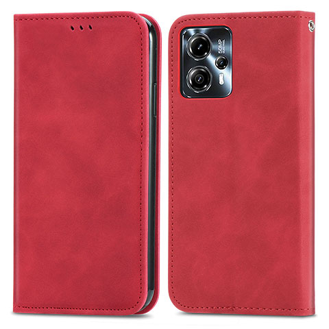 Coque Portefeuille Livre Cuir Etui Clapet S04D pour Motorola Moto G23 Rouge