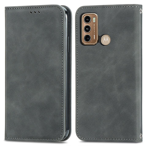 Coque Portefeuille Livre Cuir Etui Clapet S04D pour Motorola Moto G40 Fusion Gris