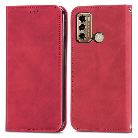 Coque Portefeuille Livre Cuir Etui Clapet S04D pour Motorola Moto G40 Fusion Rouge