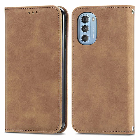 Coque Portefeuille Livre Cuir Etui Clapet S04D pour Motorola Moto G51 5G Marron