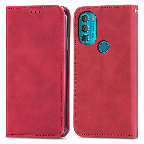 Coque Portefeuille Livre Cuir Etui Clapet S04D pour Motorola Moto G71 5G Rouge