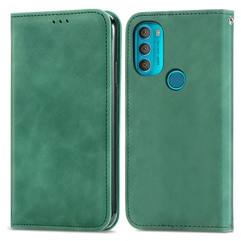 Coque Portefeuille Livre Cuir Etui Clapet S04D pour Motorola Moto G71 5G Vert