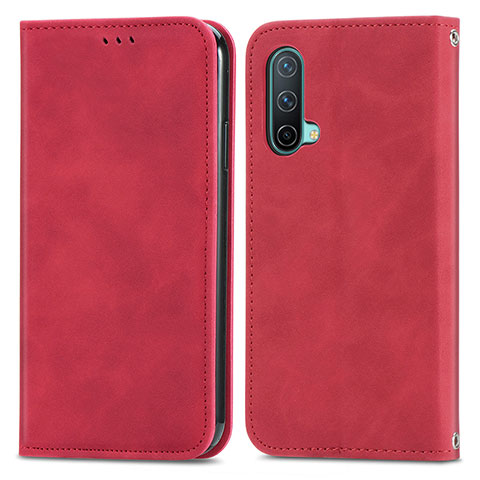 Coque Portefeuille Livre Cuir Etui Clapet S04D pour OnePlus Nord CE 5G Rouge