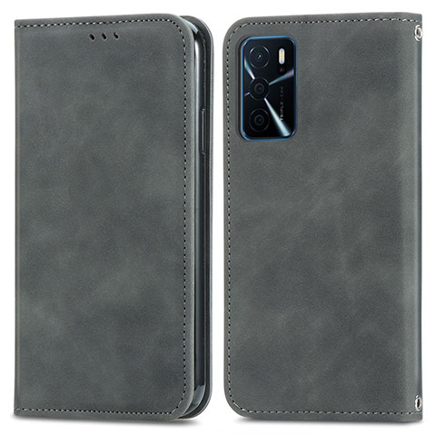 Coque Portefeuille Livre Cuir Etui Clapet S04D pour Oppo A16s Gris