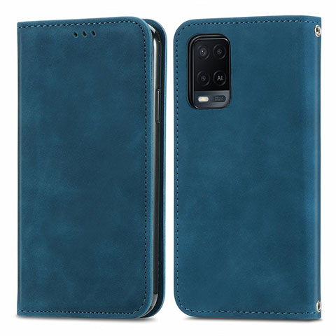 Coque Portefeuille Livre Cuir Etui Clapet S04D pour Oppo A54 4G Bleu