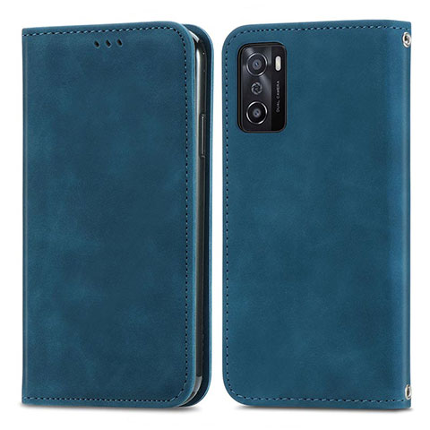 Coque Portefeuille Livre Cuir Etui Clapet S04D pour Oppo A55S 5G Bleu