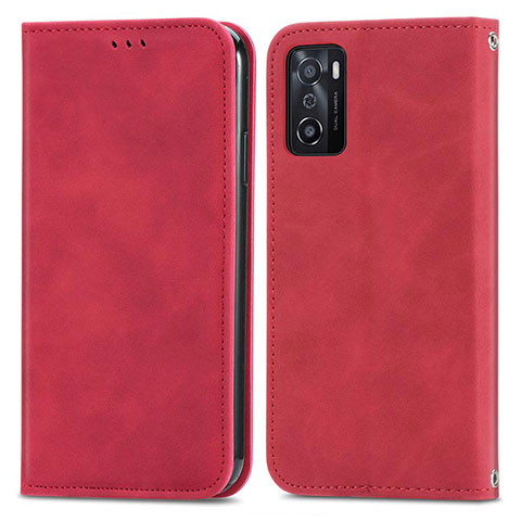 Coque Portefeuille Livre Cuir Etui Clapet S04D pour Oppo A55S 5G Rouge