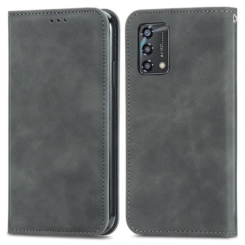 Coque Portefeuille Livre Cuir Etui Clapet S04D pour Oppo F19 Gris